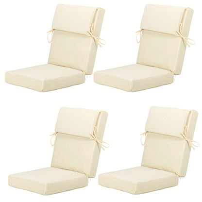High-Back Patio Cushions, Olefin Fabric, 46" × 21" × 4", Set of 4
