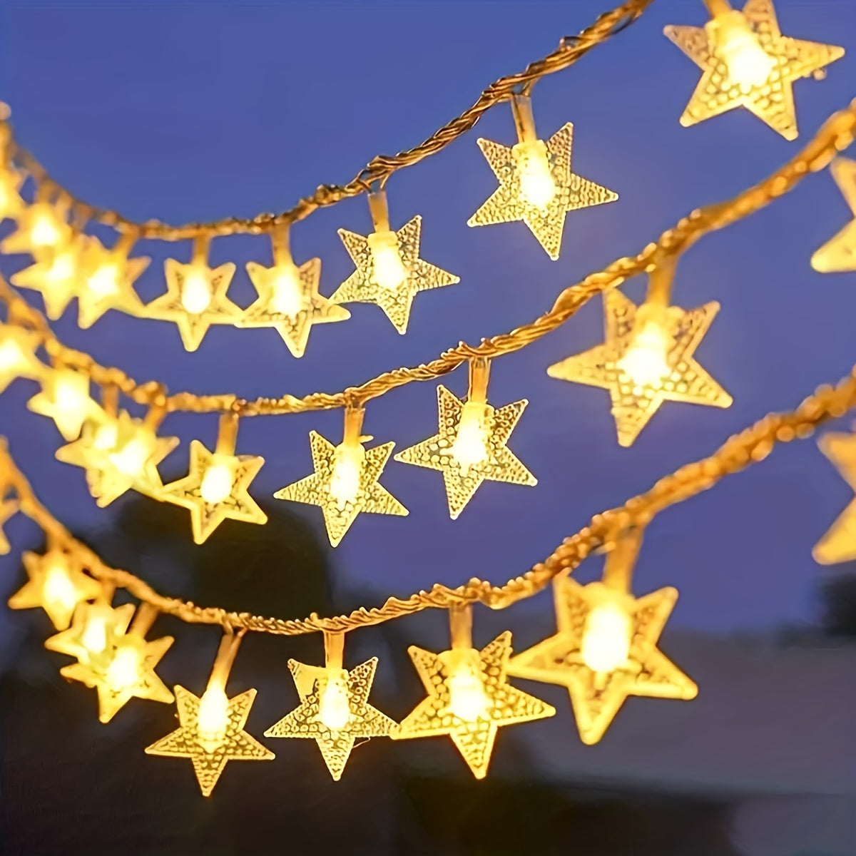 LED Star Fairy String Lights, Battery Powered, Warm White