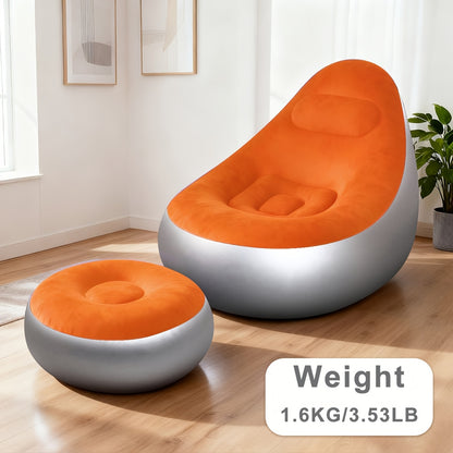 Inflatable Outdoor Lounge Chair & Footstool, Portable, Heavy-Duty