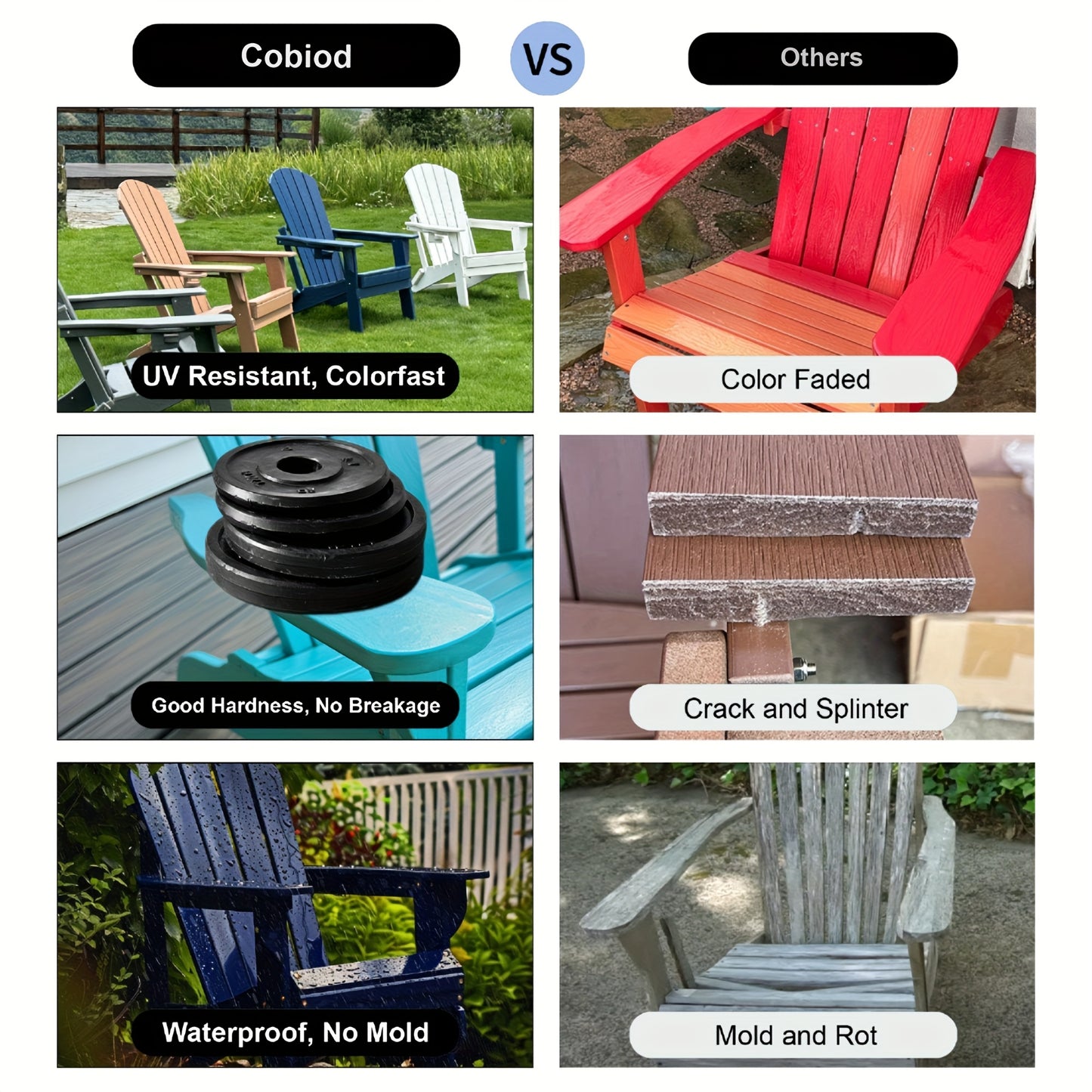 Folding Adirondack Chair, HDPE, All-Weather, Built-In Cup Holder