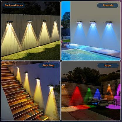 Solar Fence & Post Cap Lamps, Dual Colour LED, 8-Pack