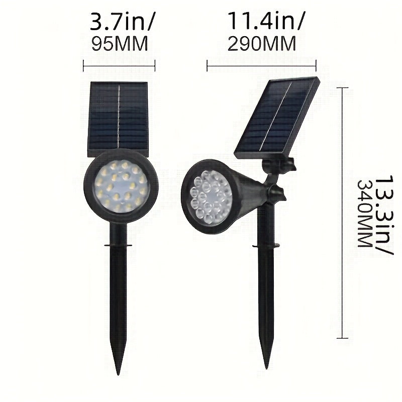 Solar Landscape Spotlights, 18 LEDs, IP44, 3-Level Dimming