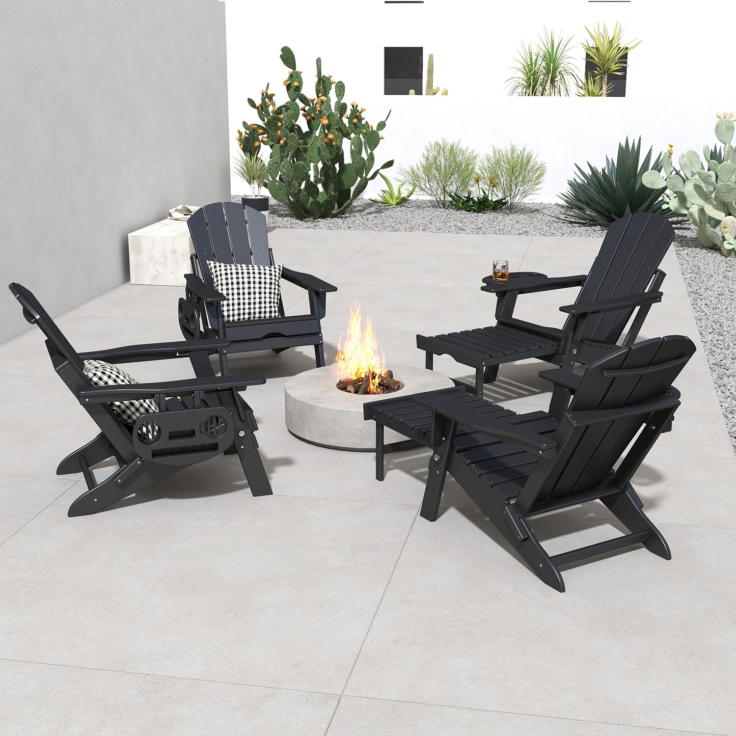 HDPE Adirondack Chair with Ottoman, Adjustable, All-Weather