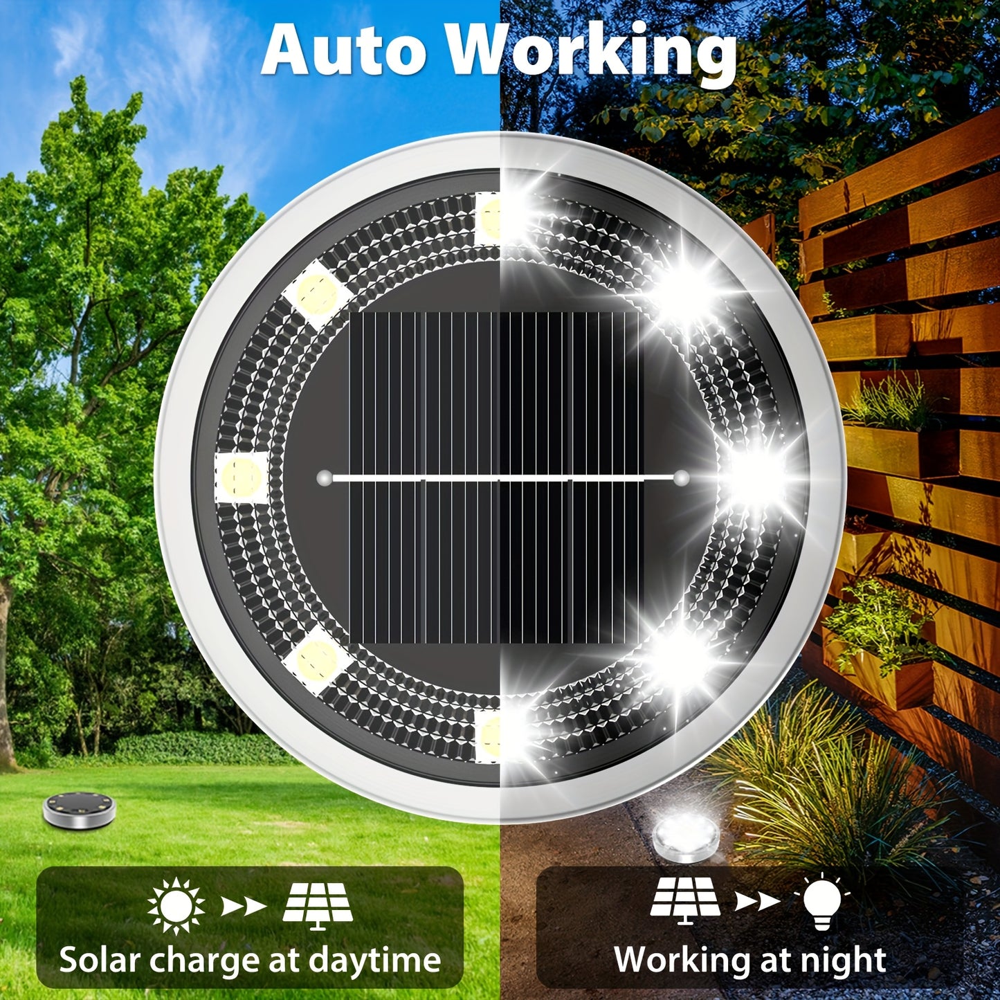 Solar In-Ground Garden Lights, 8 LEDs, IP44, 4–24 Pack