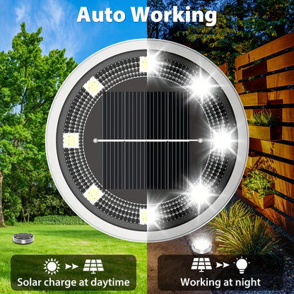 Solar In-Ground Garden Lights, 8 LEDs, IP44, 4–24 Pack
