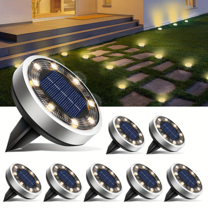 Solar In-Ground Garden Lights, 8 LEDs, IP44, 4–24 Pack