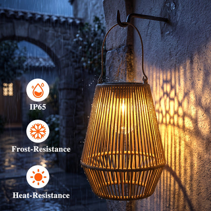 Handmade Solar Rattan Hanging Lanterns, Bohemian Style, 1–4 Pack