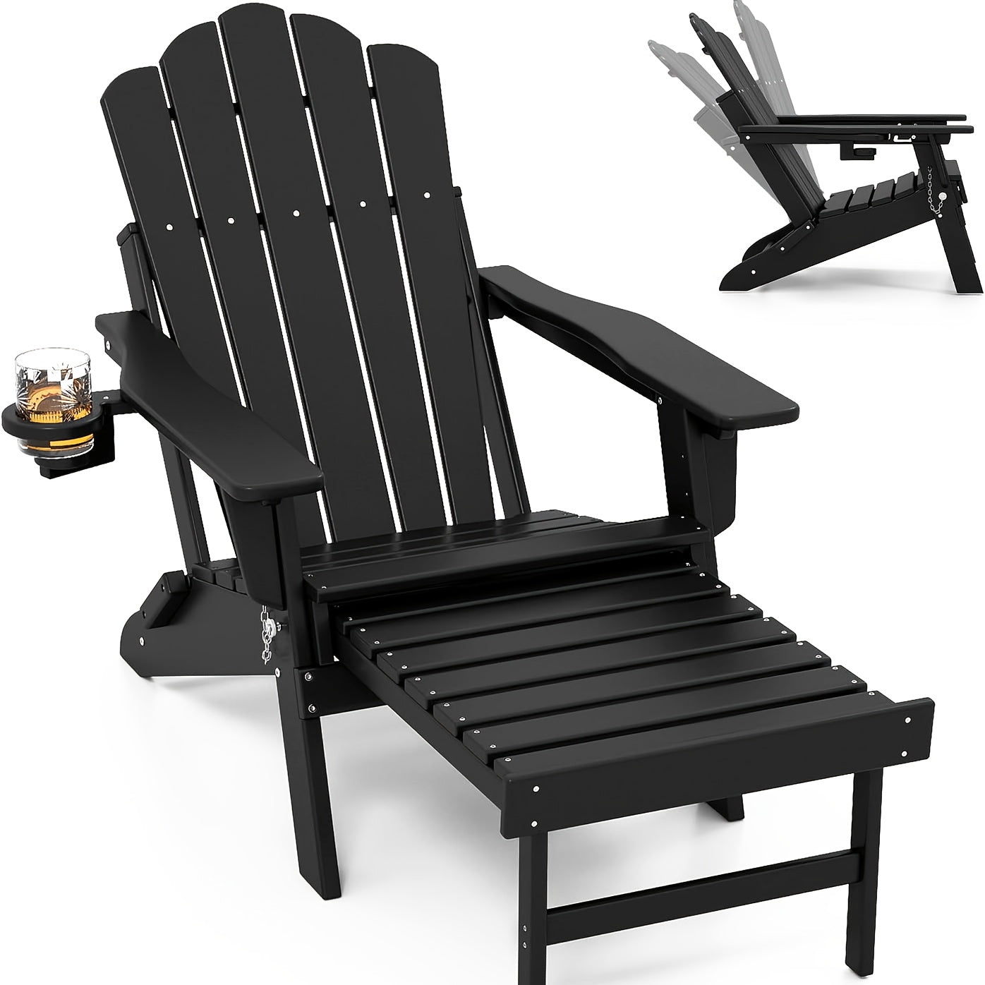 HDPE Adirondack Chair with Ottoman, Adjustable, All-Weather