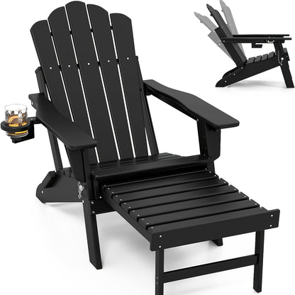 HDPE Adirondack Chair with Ottoman, Adjustable, All-Weather