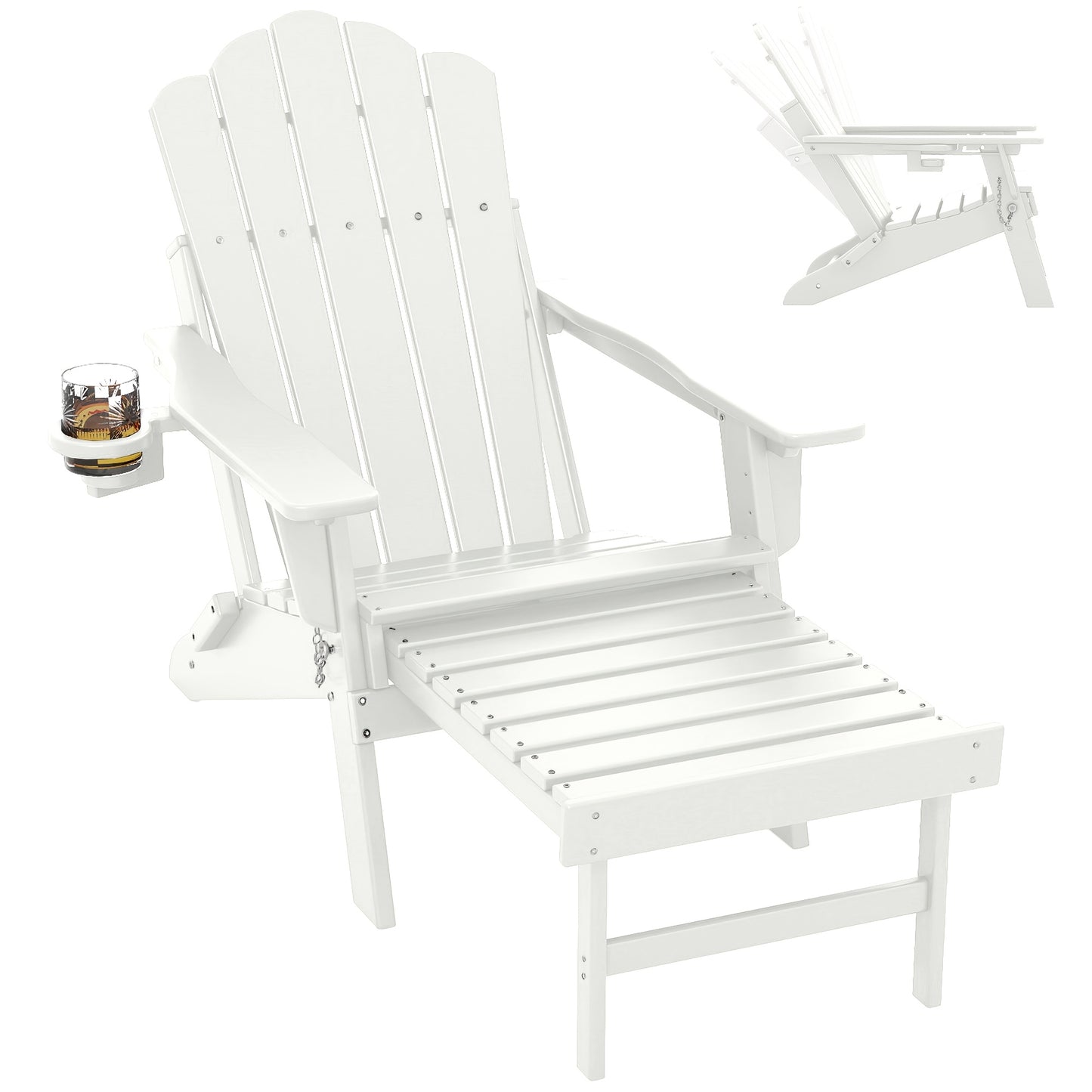 HDPE Adirondack Chair with Ottoman, Adjustable, All-Weather