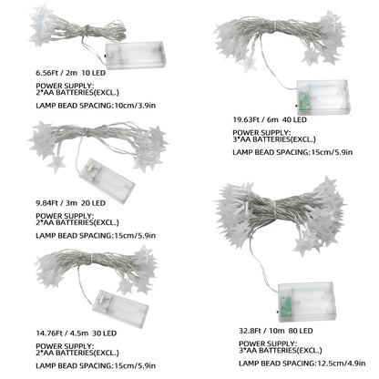 LED Star Fairy String Lights, Battery Powered, Warm White