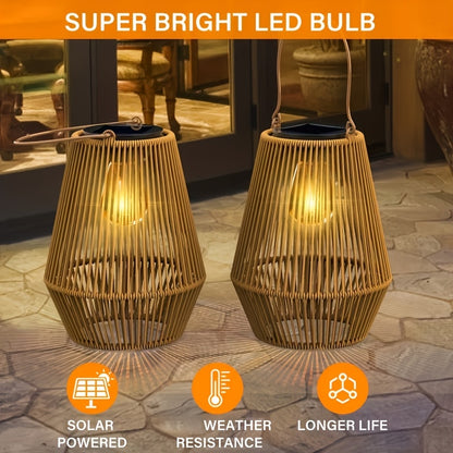 Handmade Solar Rattan Hanging Lanterns, Bohemian Style, 1–4 Pack