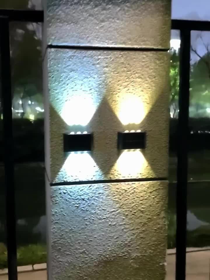 Solar LED Wall Sconces, Up/Down Light, IP44 Waterproof, 4-Pack
