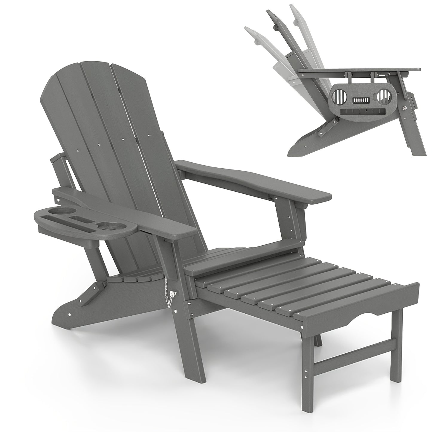 HDPE Adirondack Chair with Ottoman, Adjustable, All-Weather