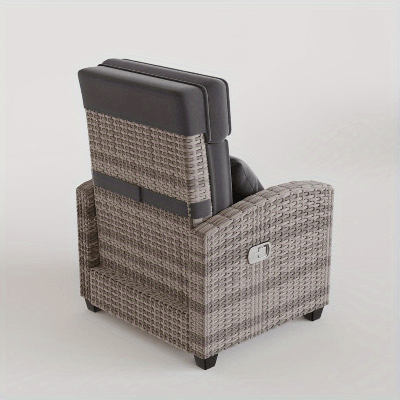 Rattan Patio Recliner, 150° Lay-Flat, Adjustable Footrest, Flip Table