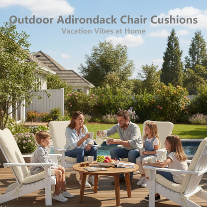 Adirondack Chair Cushion with Ties, Weatherproof, 2" Thick, Cream