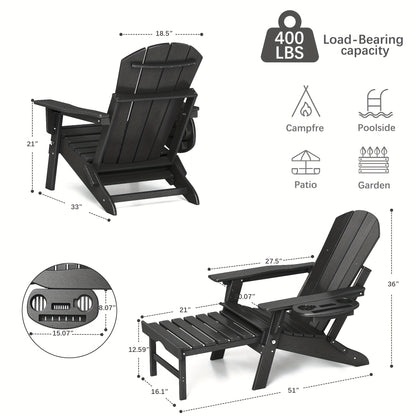 HDPE Adirondack Chair with Ottoman, Adjustable, All-Weather