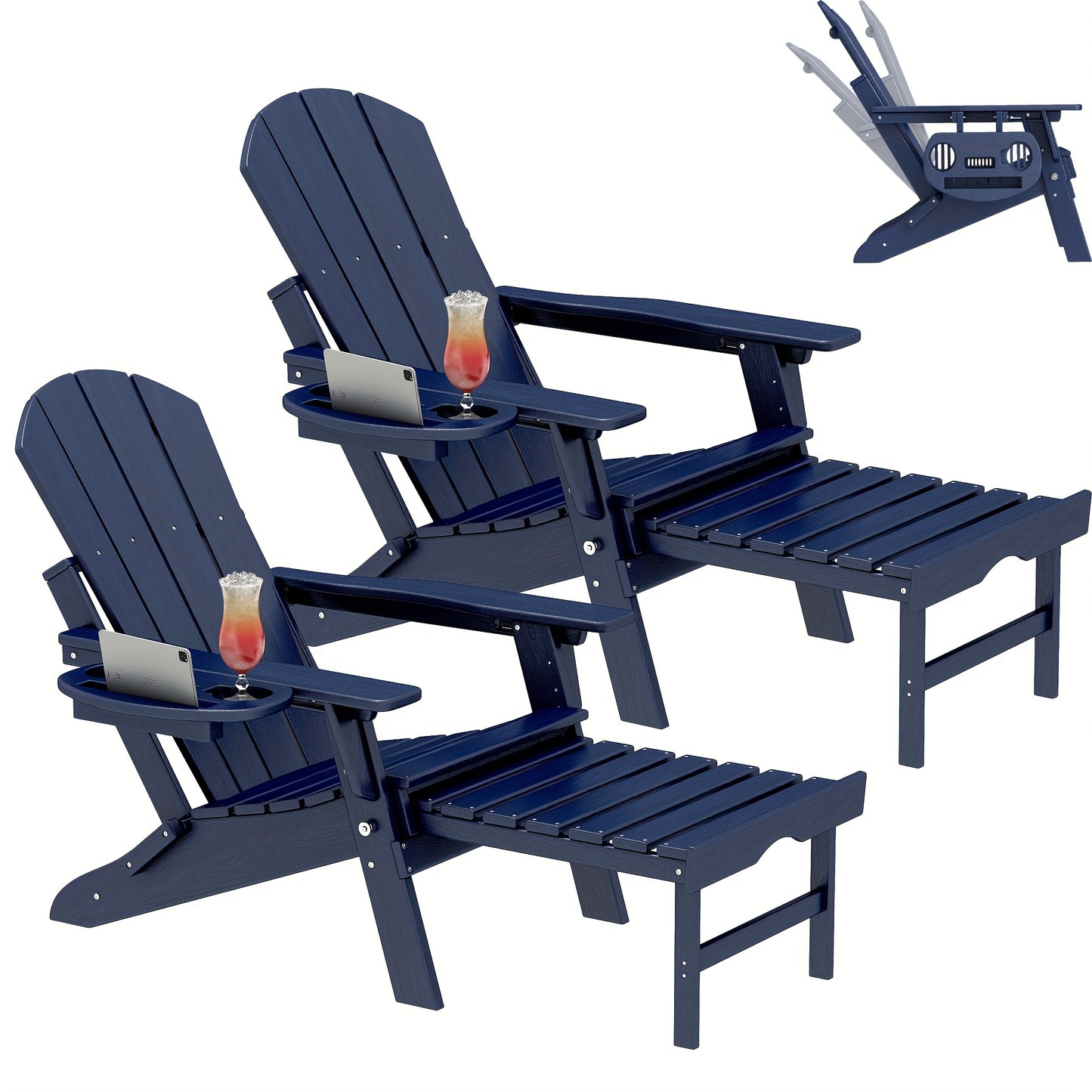 HDPE Adirondack Chair with Ottoman, Adjustable, All-Weather