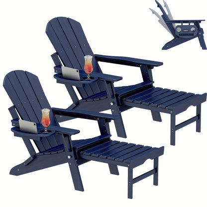 HDPE Adirondack Chair with Ottoman, Adjustable, All-Weather