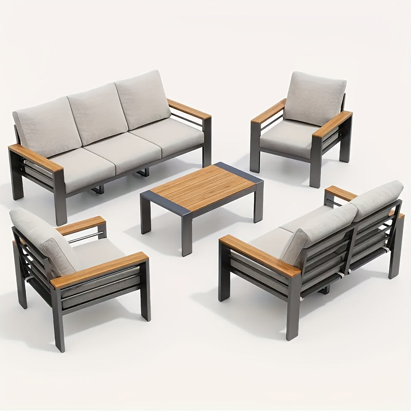 Aluminium Outdoor Patio Furniture Set with Cushions, 4–7 Seats