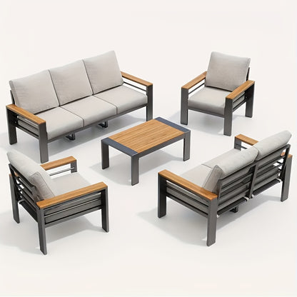 Aluminium Outdoor Patio Furniture Set with Cushions, 4–7 Seats