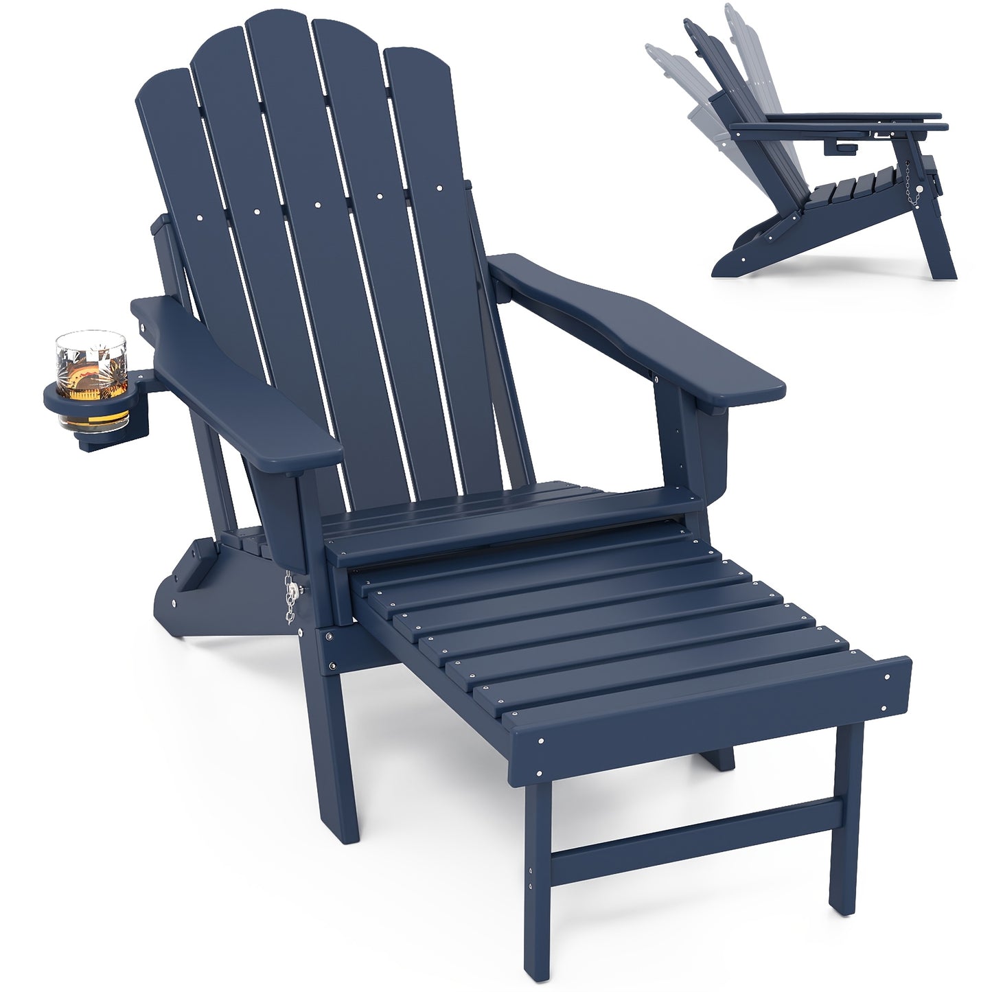 HDPE Adirondack Chair with Ottoman, Adjustable, All-Weather