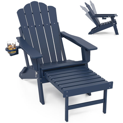 HDPE Adirondack Chair with Ottoman, Adjustable, All-Weather