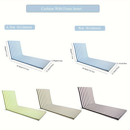 Outdoor Chaise Lounge Cushion, Striped, Waterproof, 72" × 21"