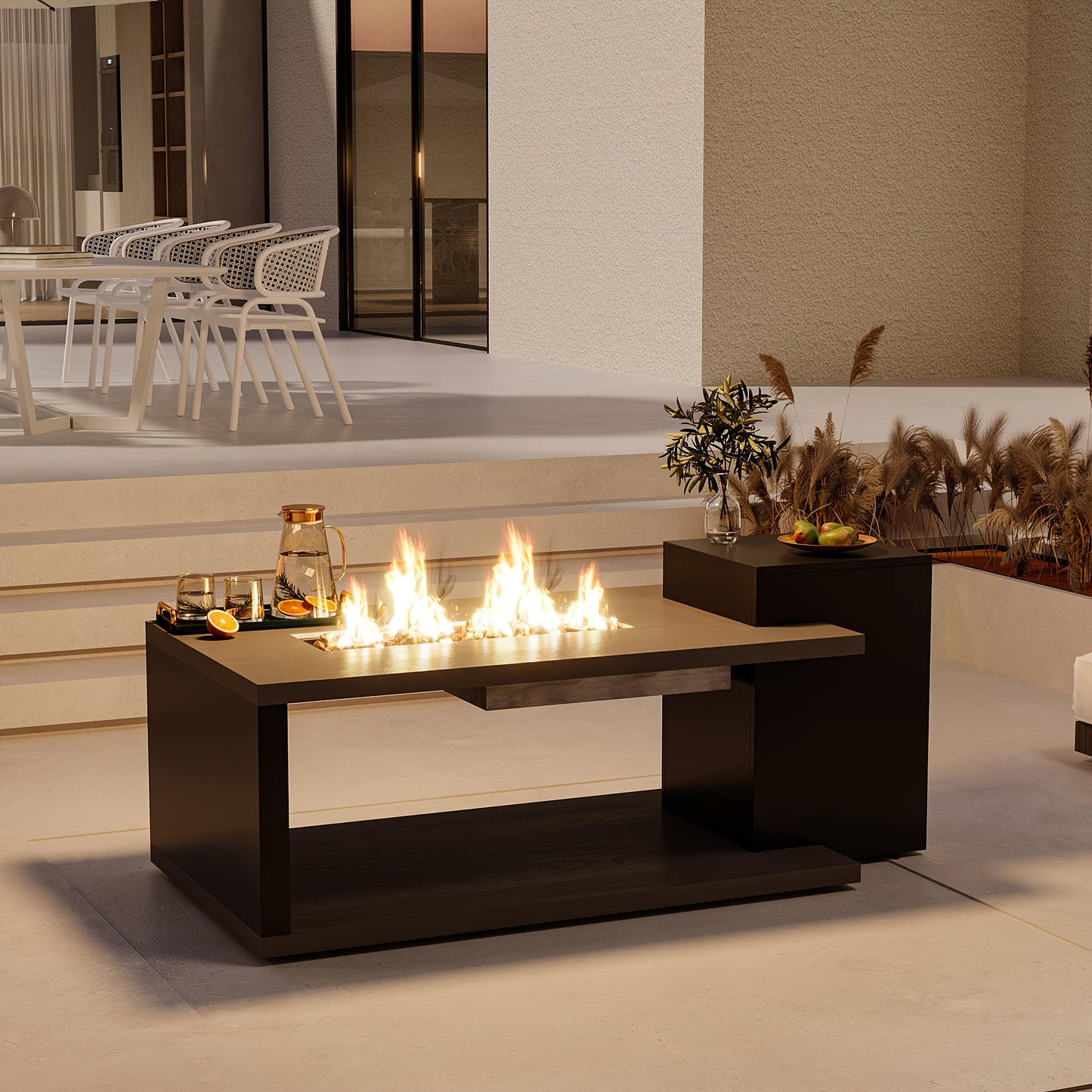 All-Weather Steel Outdoor Coffee Table, 53" Wood Grain, Easy Assembly