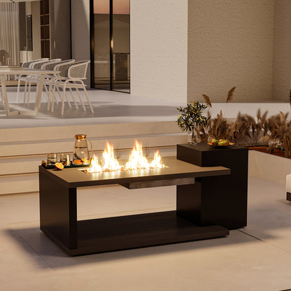 All-Weather Steel Outdoor Coffee Table, 53" Wood Grain, Easy Assembly