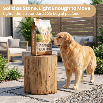 Tree Stump Garden Side Table, 15", Faux Slate, Weather-Resistant