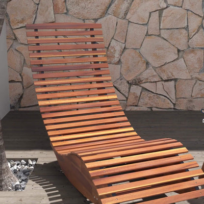 Acacia Wood Porch Rocking Chair, High Back, Slatted, Natural