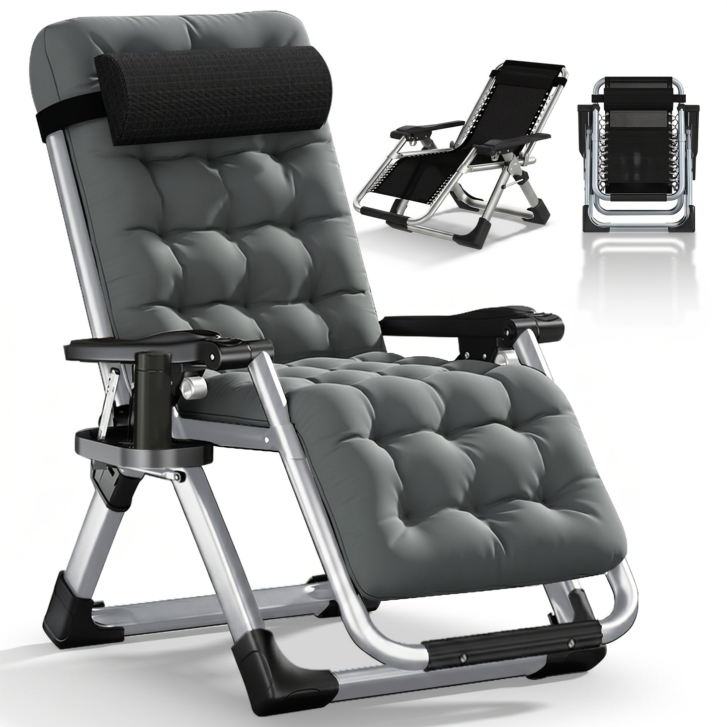Zero Gravity Reclining Patio Chair, Folding, Cup Holder, Cushioned