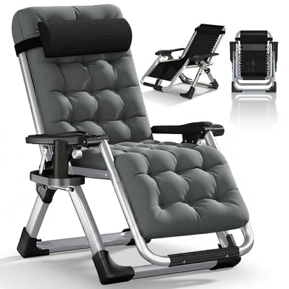 Zero Gravity Reclining Patio Chair, Folding, Cup Holder, Cushioned