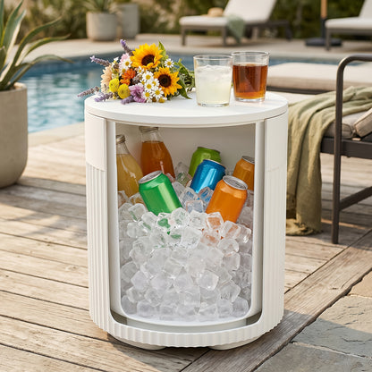 3-in-1 HDPE Outdoor Cooler Side Table, 24-Can Capacity, Portable