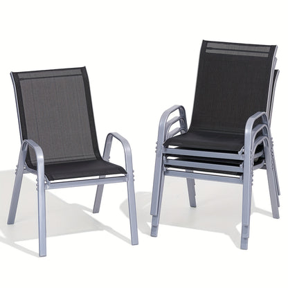 Outdoor Patio Dining Chairs, Textilene, High Back, Set of 2–6