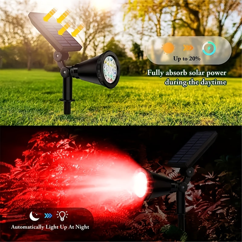 Solar Landscape Spotlights, 18 LEDs, IP44, 3-Level Dimming