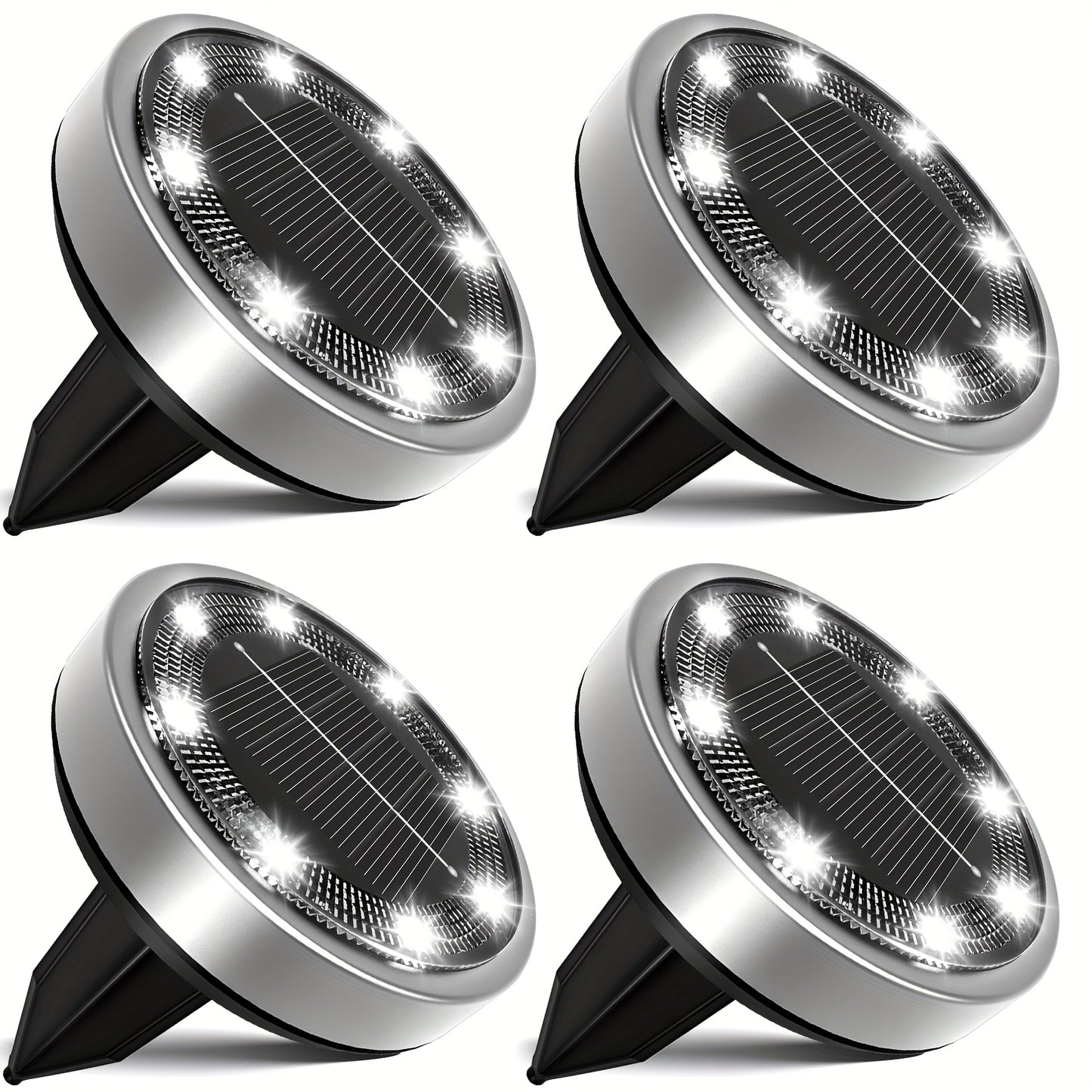 Solar In-Ground Garden Lights, 8 LEDs, IP44, 4–24 Pack