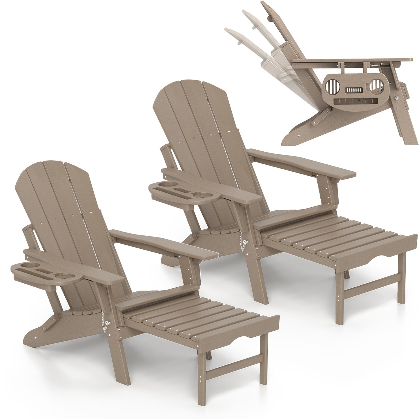 HDPE Adirondack Chair with Ottoman, Adjustable, All-Weather