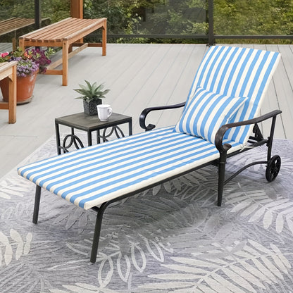 Outdoor Chaise Lounge Cushion, Striped, Waterproof, 72" × 21"