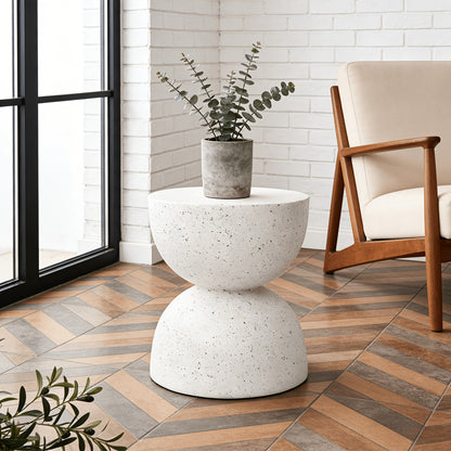 Faux Terrazzo Garden Stool & Accent Table, 17.5", Concrete Look