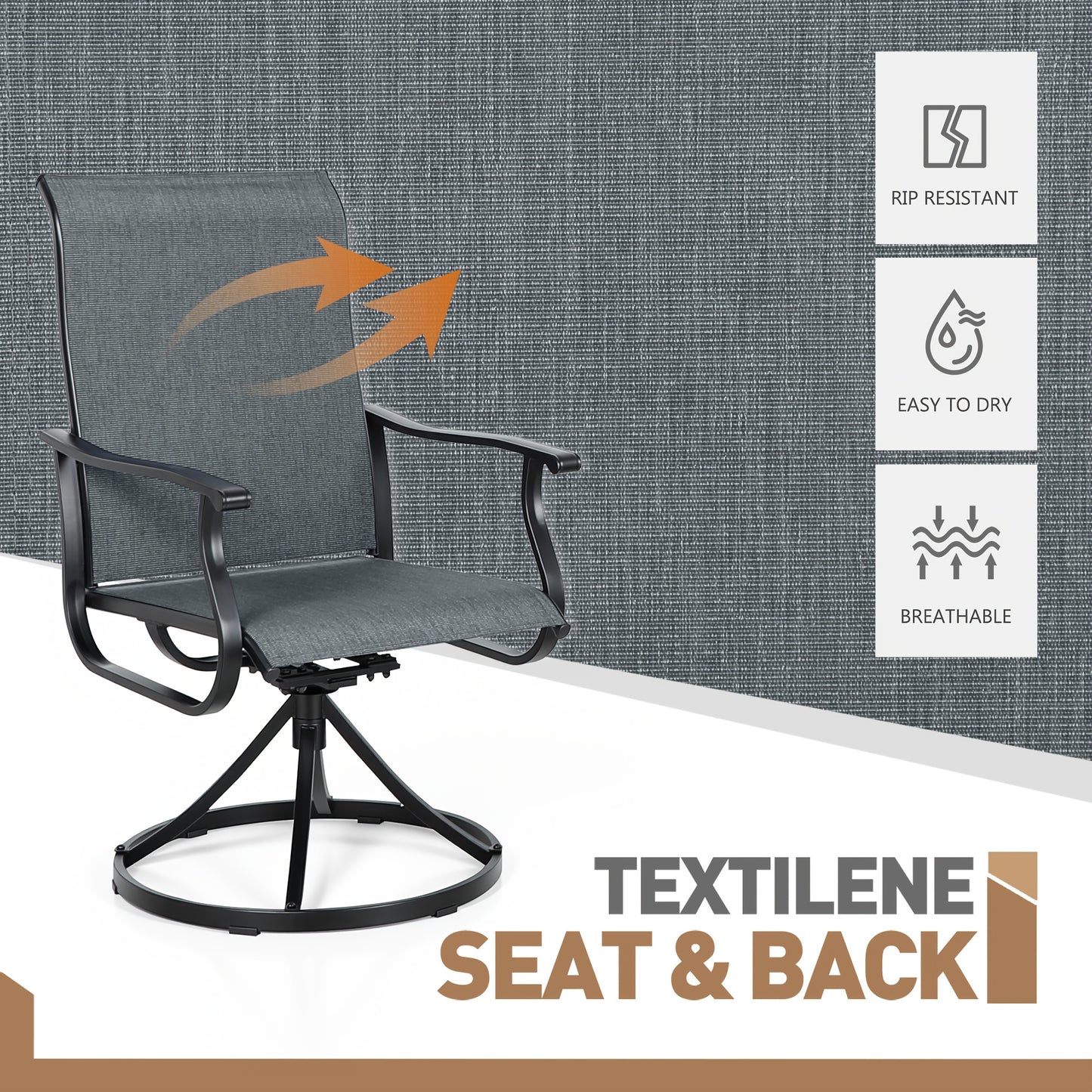 360° Swivel Patio Chairs, UV Resistant, 330 lbs, Set of 2–6