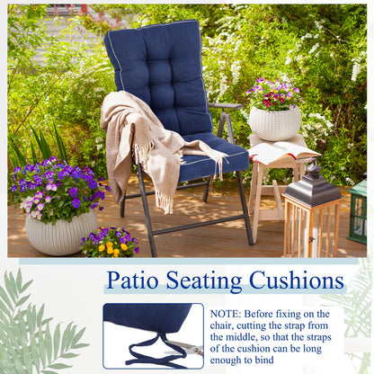 High-Back Outdoor Chair Cushions with Ties, Waterproof, 4-Pack