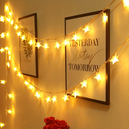 LED Star Fairy String Lights, Battery Powered, Warm White