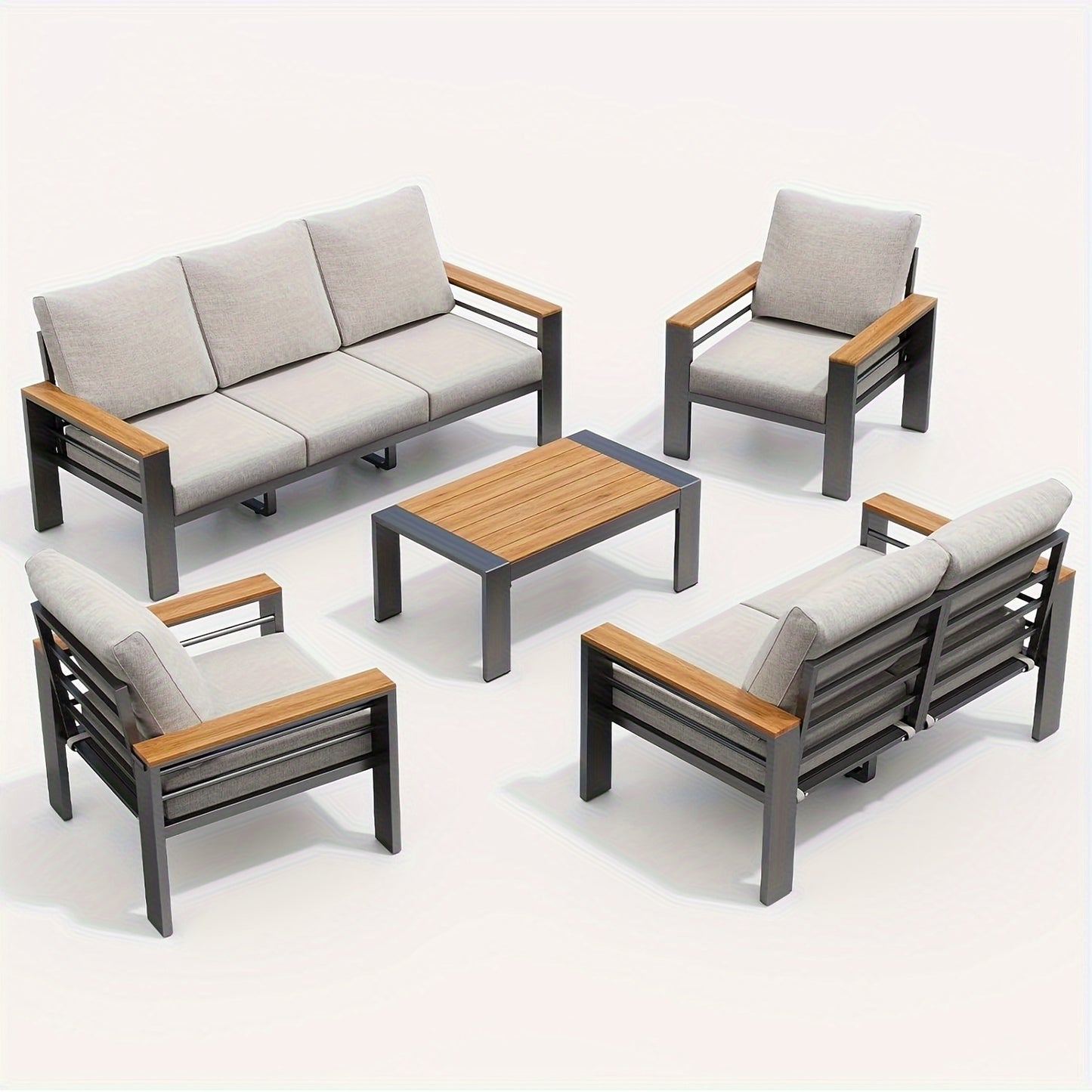 Aluminium Outdoor Patio Furniture Set with Cushions, 4–7 Seats