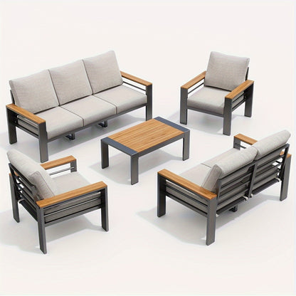 Aluminium Outdoor Patio Furniture Set with Cushions, 4–7 Seats