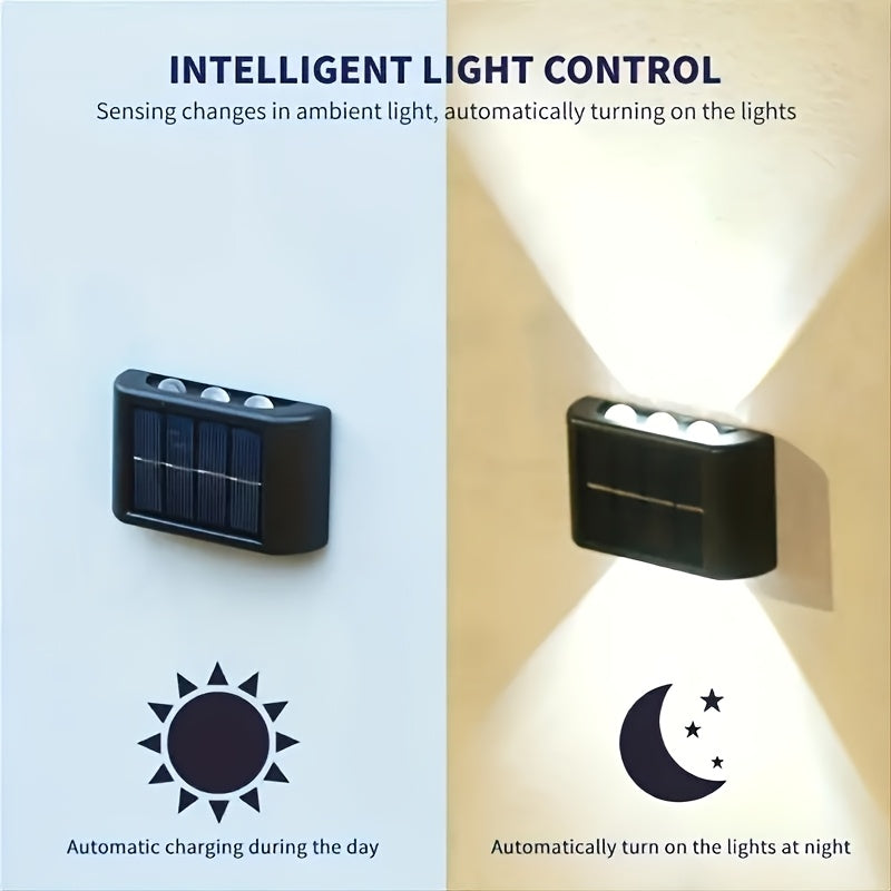 Solar Outdoor Wall Lights, Auto On/Off Sensor, IP44, 4-Pack