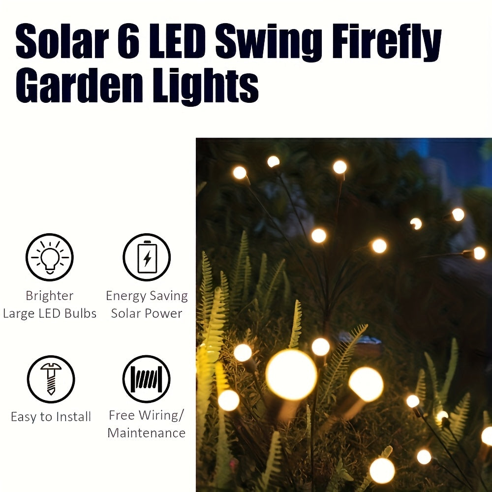 Solar Firefly Garden Stake Lights, 8-Pack, IP65 Weatherproof