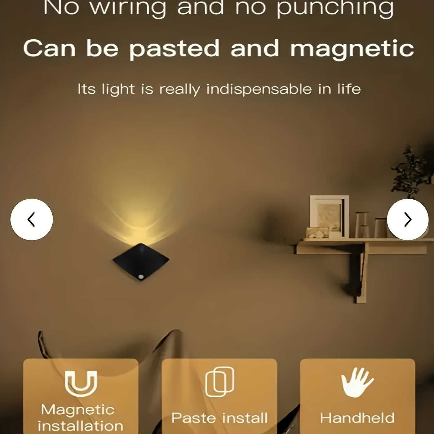 Motion Sensor Wall Light, Battery Powered, Modern, Warm White
