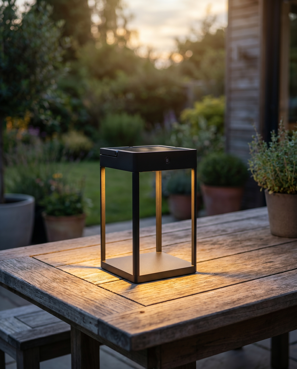 Solar metal lantern with warm outdoor glow for Solar Metal Lantern with Touch Control, Aluminium, 2 Colours